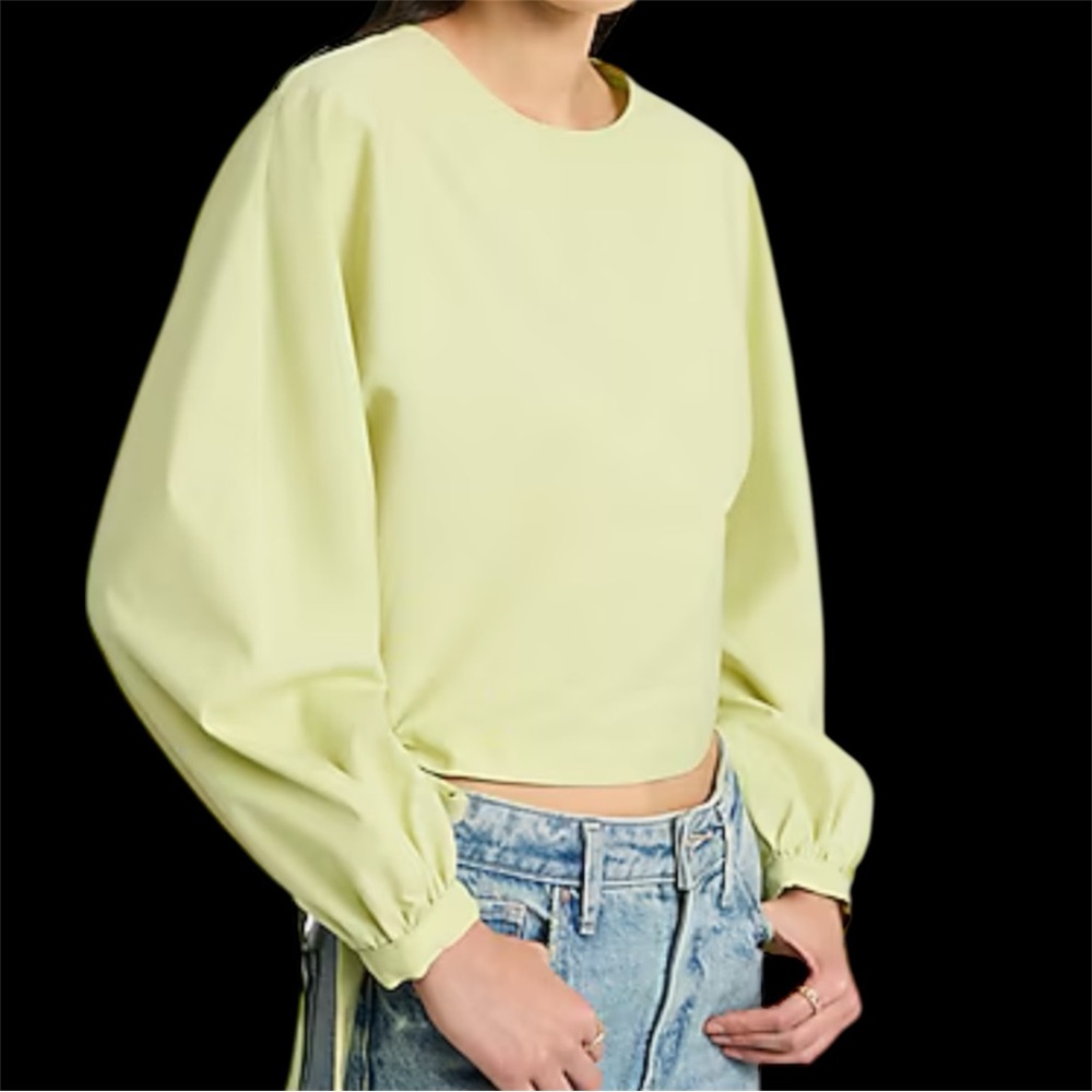 Express Crew Neck Long Sleeve Side Tie Top
